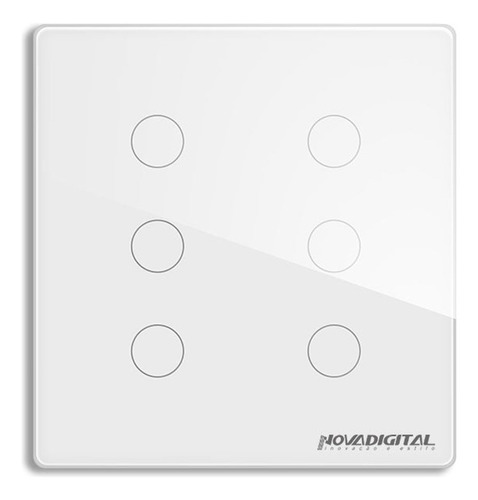 Interruptor Inteligente Wifi NovaDigital WS-US6-W- 4x4 6 Botões Touch Tuya Alexa Branco