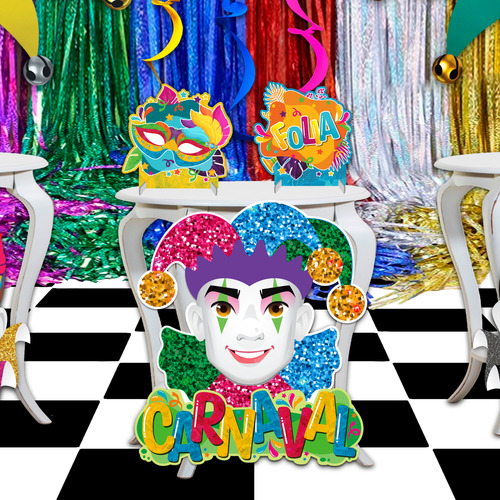 Decoração De Bobo Da Corte Com Glitter Escola Carnaval