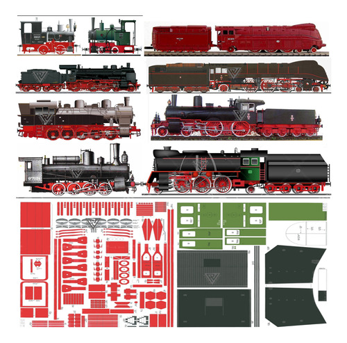 Pack Locomotoras A Vapor (1) V/escalas Papercraft (x Mail)