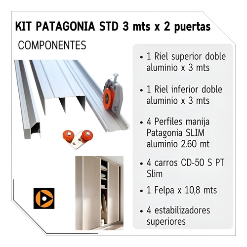 Kit Herraje Placard Ducasse Patagonia Classic 3 Mts 2 Ptas