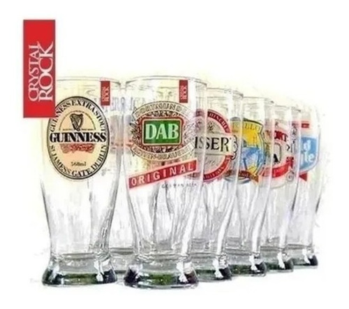 Imagen 1 de 6 de Kit Set Vasos Cervecero Cerveza X6 Vidrio Caja Ideal Regalo