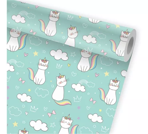 Papel de parede gatinhos kawaii branco e preto