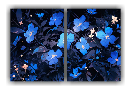 60x40cm Cuadro Neonoir Black And Blue En Oferta Flores