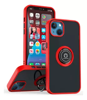 Funda Para Samsung J7 Neo Ahumado Con Anillo Rojo Antishock