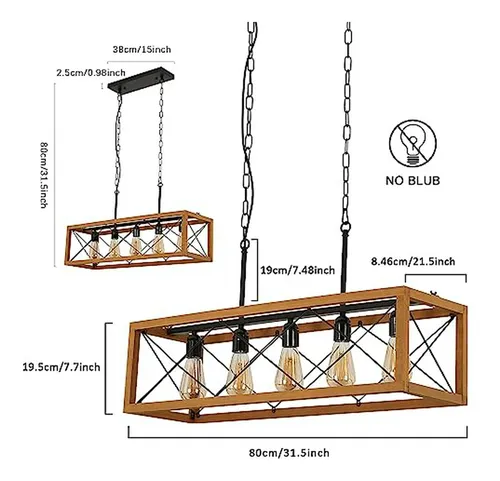 Lámpara Colgante Moderna 5 Luzes, Ajustable Para Cocina Y Sa