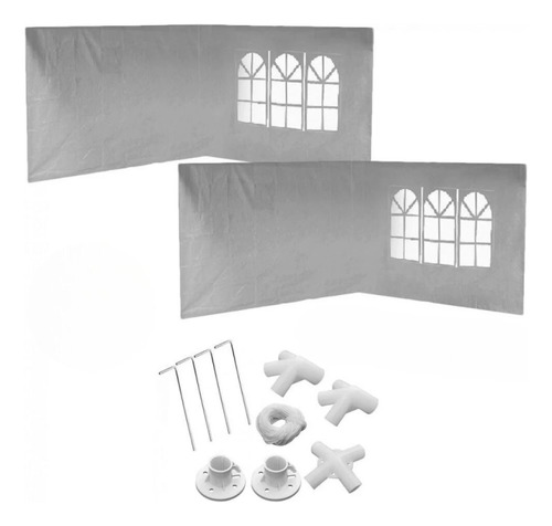 Conjunto 4 Paredes + Kit Conectores Para Gazebo Tenda 3x3 M