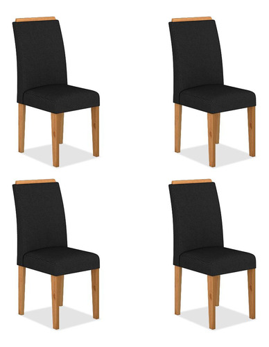 Kit 4 Cadeiras Estofadas Londres Cinamomo/preto -  Ma
