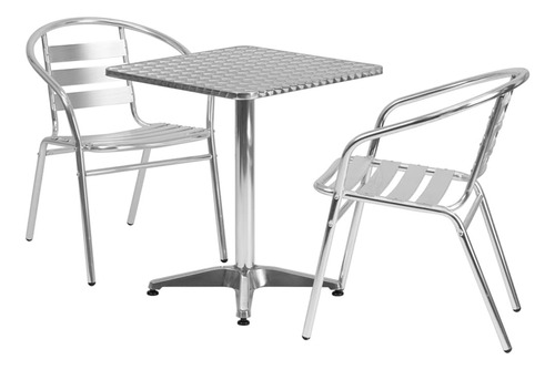 Flash Furniture Juego De Mesa Cuadrada De Aluminio Para Int.