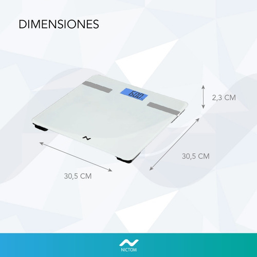 Imagen 5 de 5 de Balanza Digital Personal Nictom Bp02 Blanco, Hasta 180 Kg