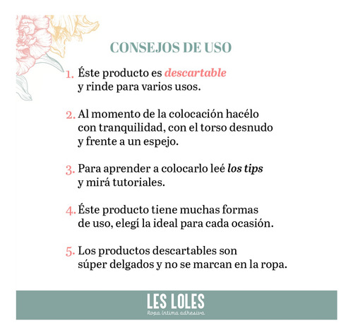 Imagen 8 de 10 de Les Loles Full Pack Corpiño Tape Adhe. + Bi Faz + Pezoneras