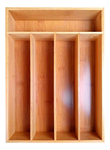 Imagen 5 de 10 de Cubiertero Organizador Bambu 5 Divisiones Cubertero 35x25cm