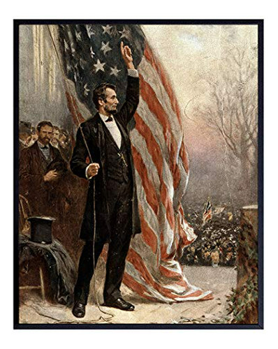 Pósteres Abraham Abe Lincoln American Flag Art Photo Poster 