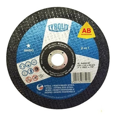 Disco De Corte Amoladora 7 PuLG 178x1,6 Tyrolit 25 Unidades