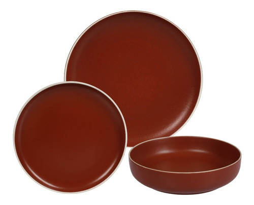 Set X 12 Plato Playo Postre Bowl Porcelana Filo Envejecido 