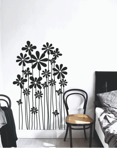 Vinilo Para Pared Flores.  Decoración Dormitorio Calco