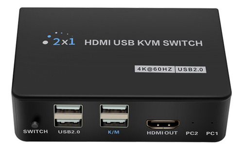 Conmutador Kvm Hdmi, Caja De 2 Puertos, Comparte 2