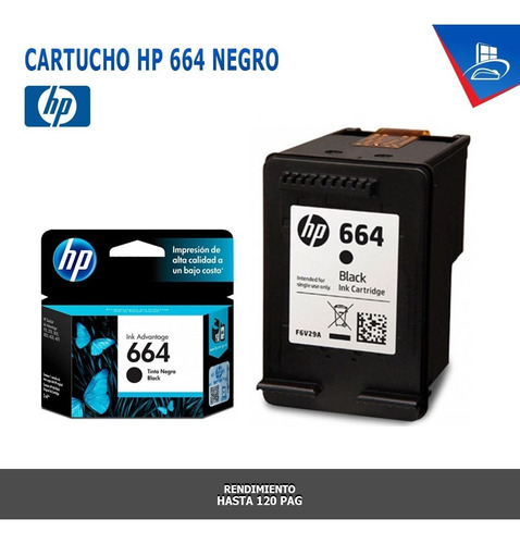 Imagen 2 de 2 de Cartucho Hp Original 664 Negro Vigente