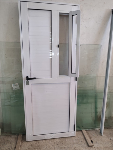 Puerta Aluminio Con Postigo 90x200 Blanco