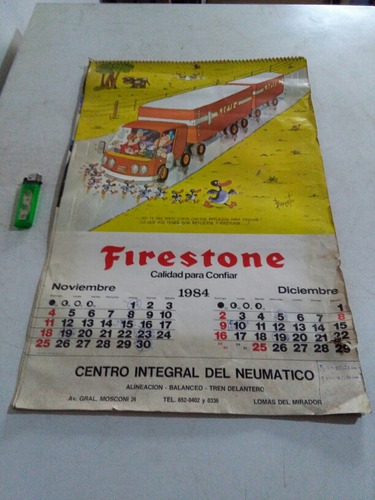 Antiguo Calendario Firestone Almanaque 1984neumático Basurto