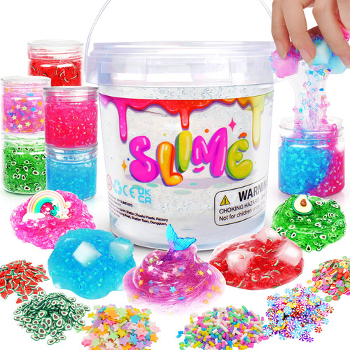 Kit De Slime Transparente Para Ninas: Cubo Grande De Slime D