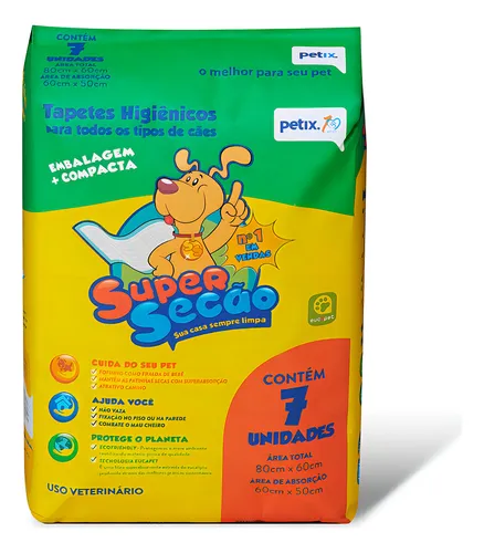 Tapete Higiênico Super Secão 7 unidades 80cm x 60cm