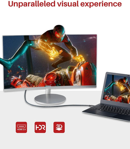 Imagen 2 de 9 de Cable Hdmi 2.0 4k Hdr Alta Velocidad Ivanky 1 Metro