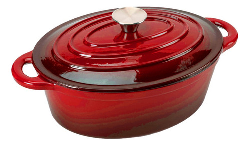 Olla Oval Vonne Ccn057 30cm Hierro Esmaltado C/tapa Roja