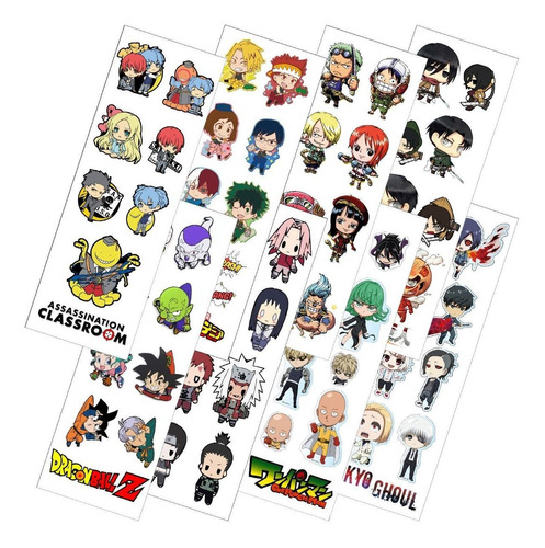 Combo De 8 Planchas De Stickers De Anime Naruto Dragon Ball