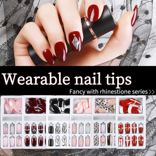 Uñas Postizas Reutilizables, Adhesivas, Prensas, Tapa Comple
