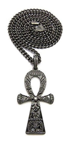 Gwood Collar Ankh Color Metal Color 24 Pulgadas Collar Cuban