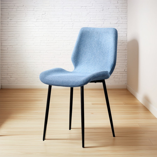 Silla De Comedor Berlin Estilo Nordico Moderno Minimalista Estructura de la silla Negro Asiento Azul