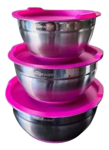 Set 3 Bowls Inox Betterware Bowls Acero Inoxidable Con Tapa