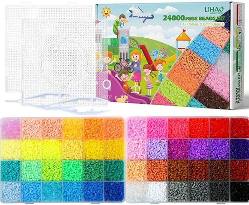 Fuse Mini Beads De 2.6mm  48 Colores Brillantes Total 24000