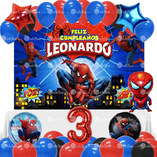Kit Decoración Fiesta Spiderman - Globos Spiderman + Lona | Envío gratis