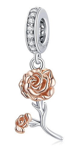 Charm Dije Flor Rosas En Plata 925