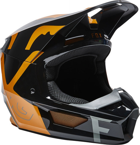 Casco Motocross Fox Racing - V1 Skew #27999 Color Black/gold Tamaño Del Casco L