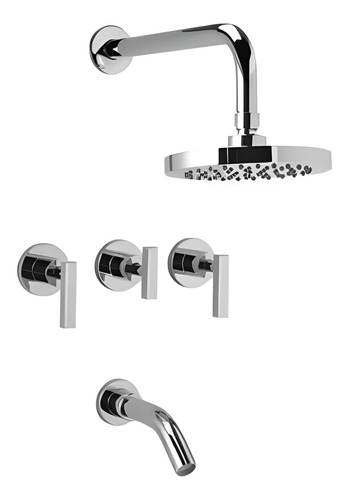 Griferia Ducha Y Bañera Peirano Lever Cromo 80-198 Baño Redonda Cromado