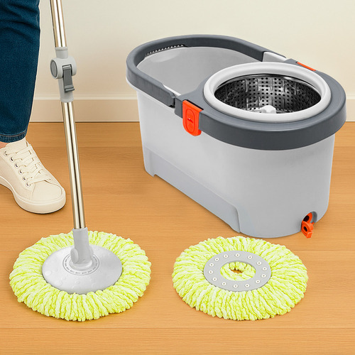 Balde Con Mopa Y Centrifugador De Acero + Mopa Extra