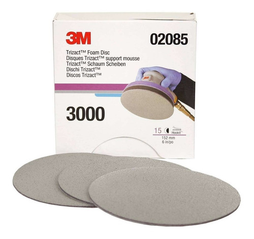 3m 02085 Trizact Hookit 6  P3000 Grit Foam Disc 1pza