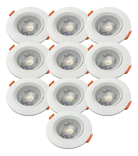 Spot Panel Led Redondo Embutir 5w Luz 36° 220v Pack X10