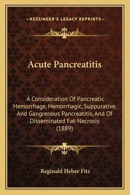 Libro Acute Pancreatitis: A Consideration Of Pancreatic H...