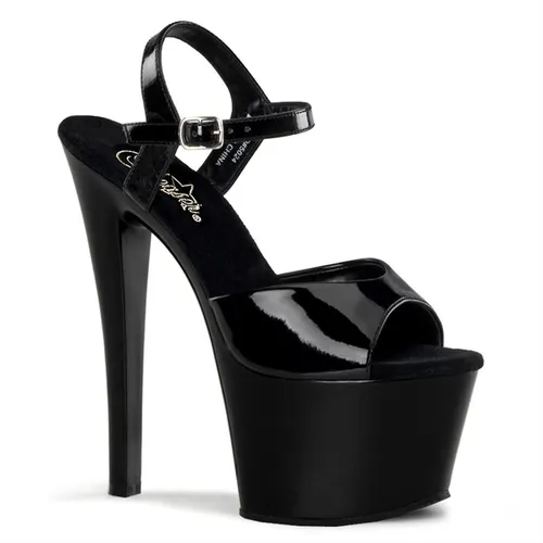 Zapatilla Modelo Sky 309 Charol Negro Altura Tacon 18 Cms