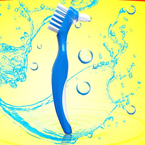 Cepillo Dentaire Dura Doble Cerdas Para Dientes Falsos Azul Color