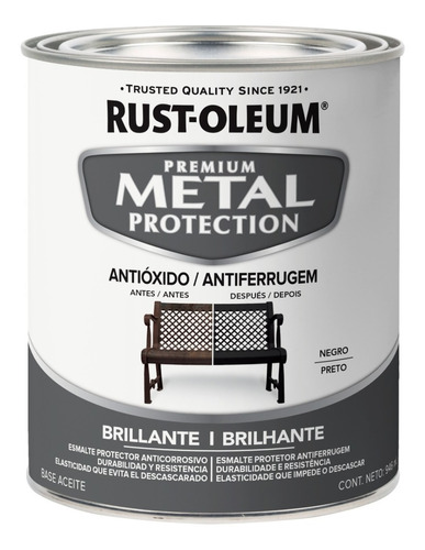 Imagen 1 de 1 de Pintura Exterior Metal Protection Negro Brill 0,94 Lt Rust O