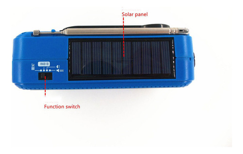 Radio Solar Recargable Con Manivela, Linterna Led Am/fm/sw*
