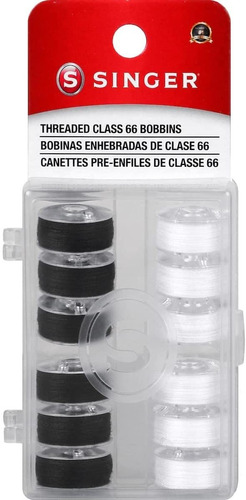 Singer 30027 Clase 66 Bobinas Roscadas, Transparentes, Negro