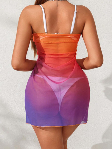 Cubre Pareo De Mujer Con Estampado Degradado De Verano Largo