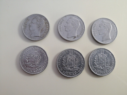 6 Monedas De Un Bolívar Año 1.967
