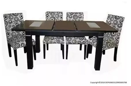 Imagen 2 de 6 de Mesa Extensible 1.40 A 1.80 +4 Sillas Chenille Anti Desgarro