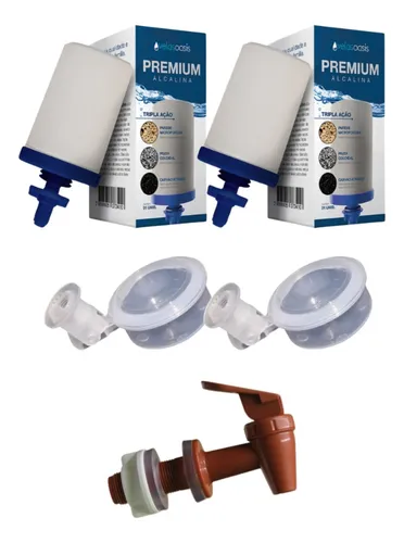 02 Vela Filtro De Barro Tripla Ação + 02 Boia + 01 Torneira